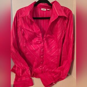 Cato Pink Striped Dress Shirt Women's XL